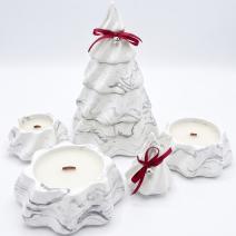 Kynttilä Christmas Tree - Valkoinen / Hopea / Talven taika, Piparkakku, Joululeivos