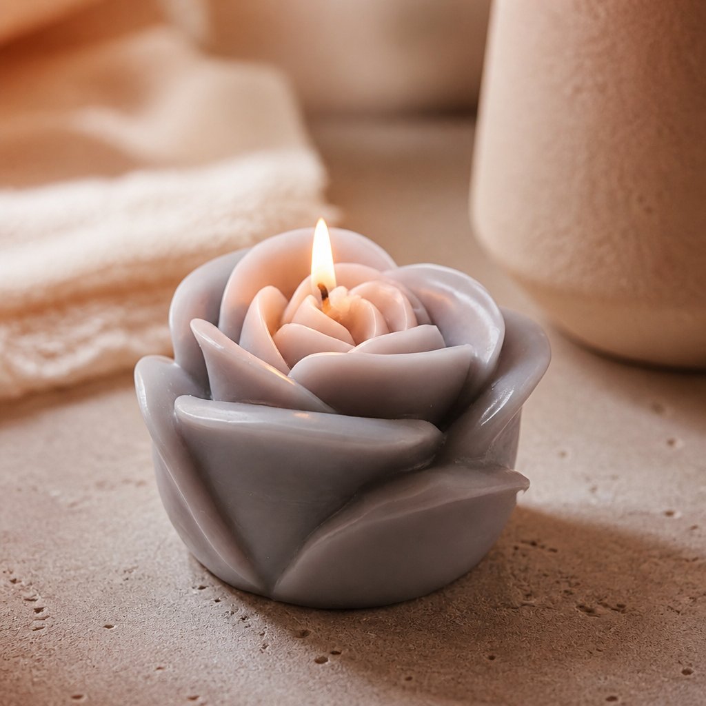 Sviečka Ruža - Sivá/Limetka, Mango