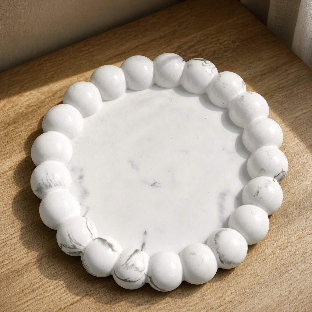 Design-tarjotin Perla - Valkoinen / Hopea