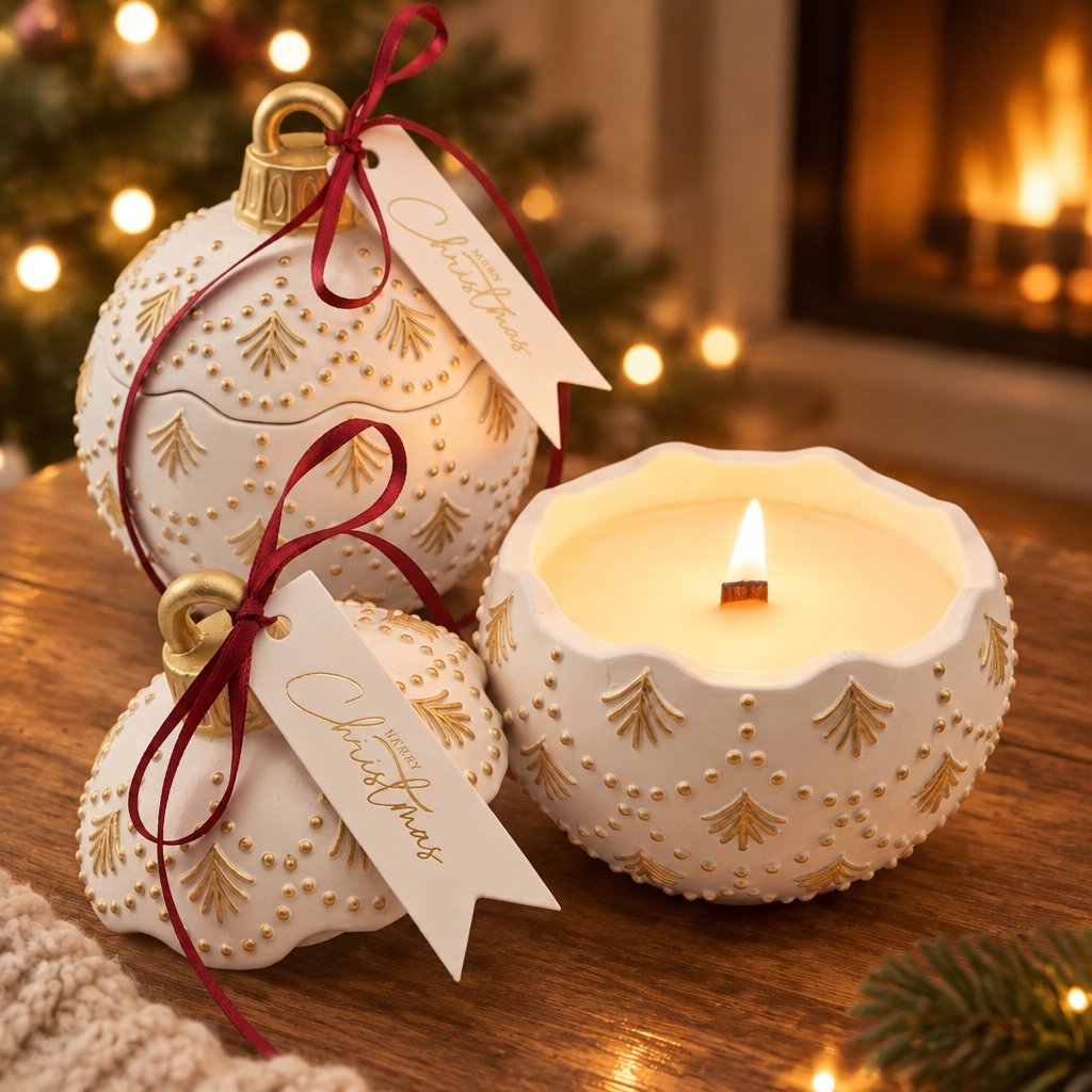 Kynttilä Christmas Bauble Enchanted MINI - Valkoinen / Kultainen / Talven taika